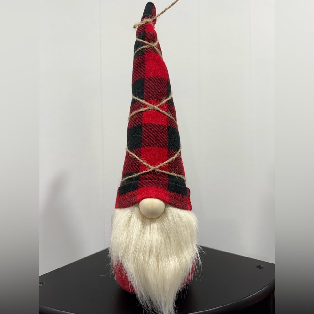 Plaid Red and Black Holiday Gnome